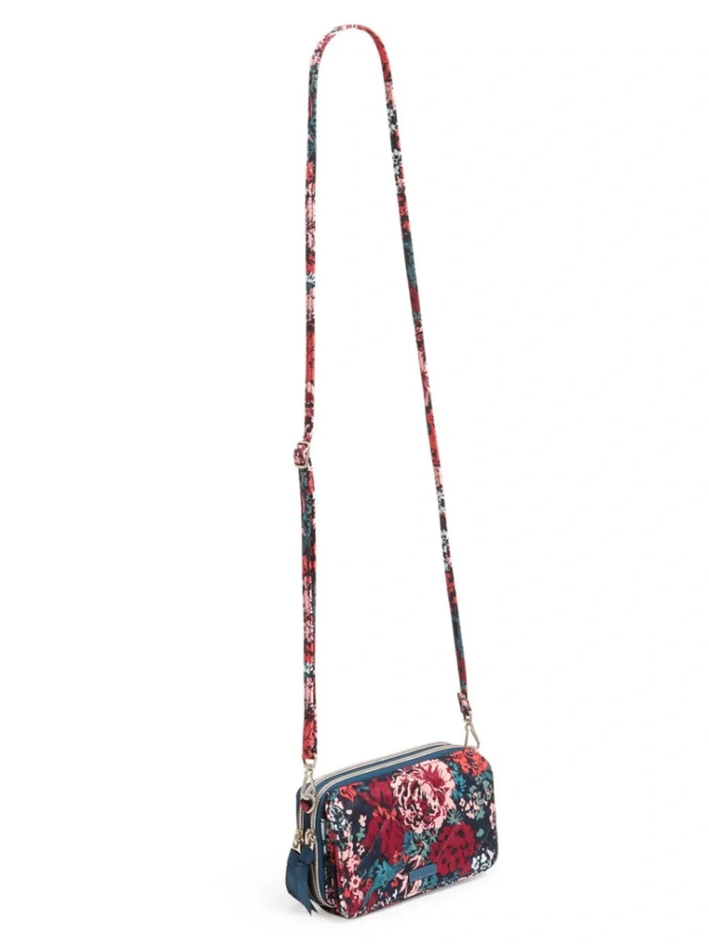 Vera Bradley Quilted Floral Wristlet in Red, Pink & Teal